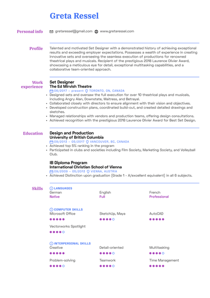 Set Designer Resume Template