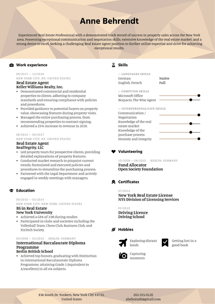 Real Estate Agent Resume Template