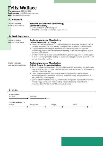 Assistant Professor Microbiology Resume Sample