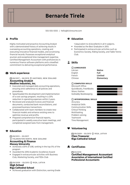 Accounting Analyst Resume Sample