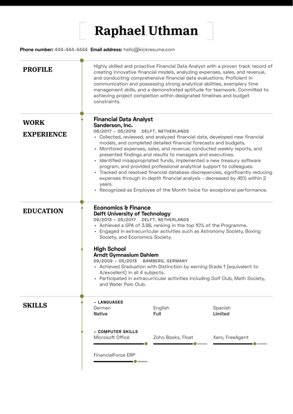 Financial Data Analyst Resume Sample