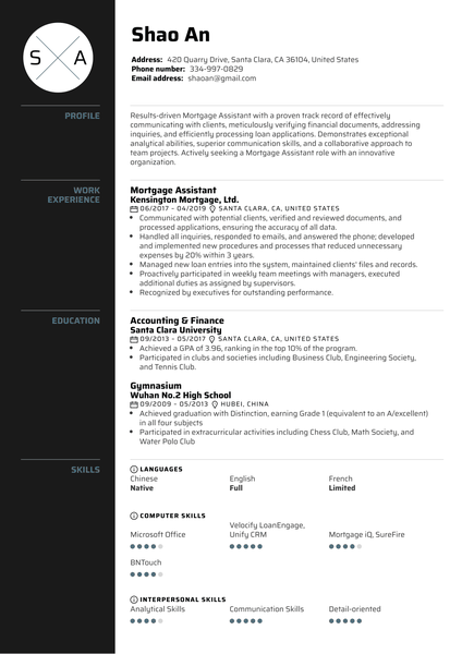 Mortgage Assistant Resume Sample