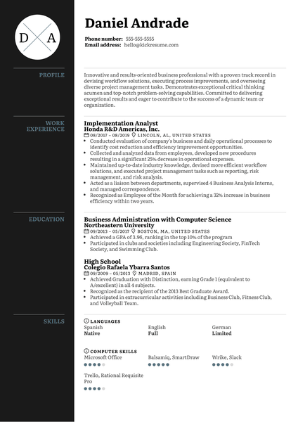 Implementation Analyst Resume Sample