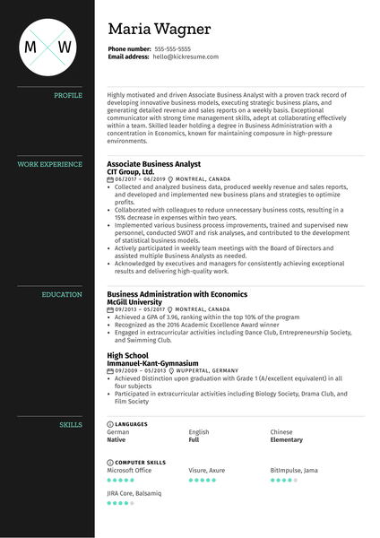 Associate Business Analyst Resume Sample