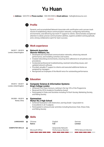 Network Associate Resume Sample