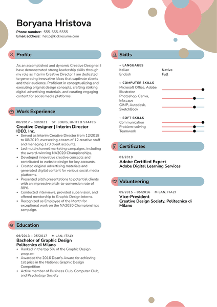 Creative Director Resume Sample