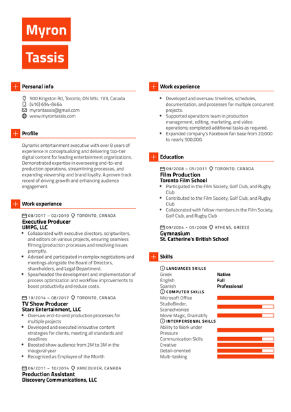 Executive Producer Resume Template