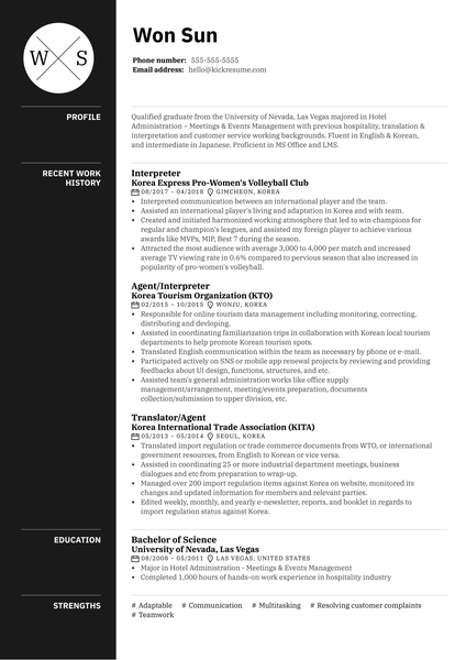 BlueLink International Customer Care Officer Resume Example