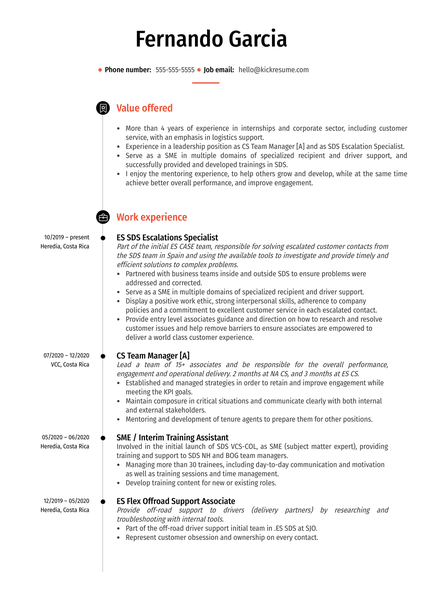 SDS Training Specialist at Amazon Resume Sample