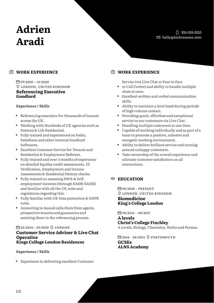 Enrolment Coordinator at Hult Resume Sample