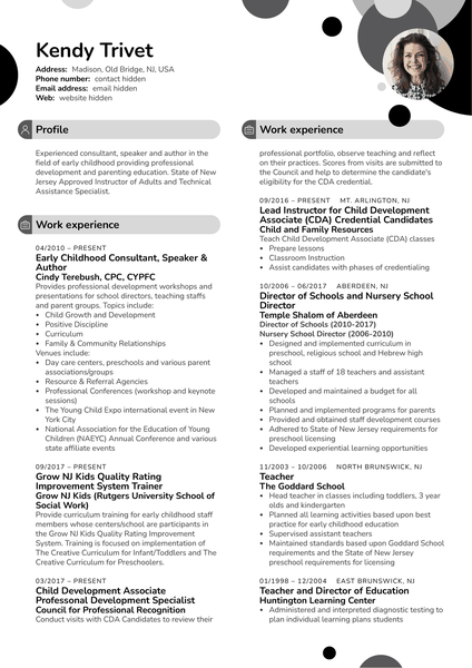 Rutgers University Child Development Associate Resume Sample