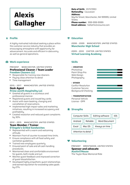 Hilton Front Desk Resume Sample