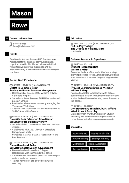 Robert Half HR Administrative Assistant Resume Example