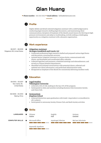 Litigation Assistant Resume Example