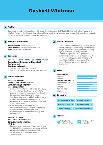 Circuit Design Engineer Resume Sample