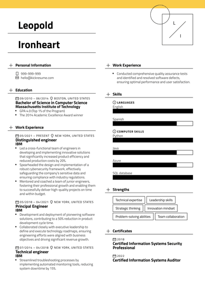 Distinguished Engineer Resume Sample