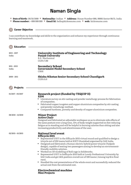 Junior Research Analyst CV Sample