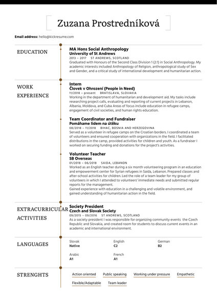 Refugee Volunteer Resume Sample