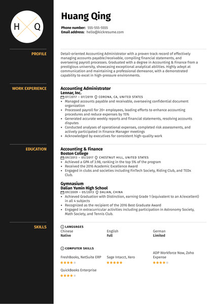 Accounting Administrator Resume Sample