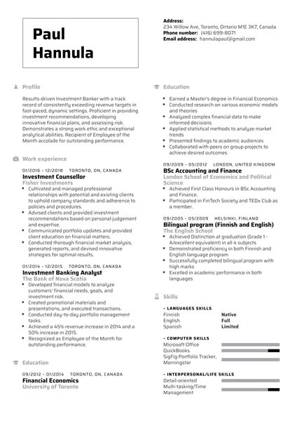 Investment Banker Resume Template