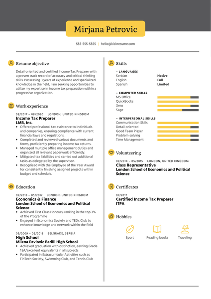 Income Tax Preparer Resume Example