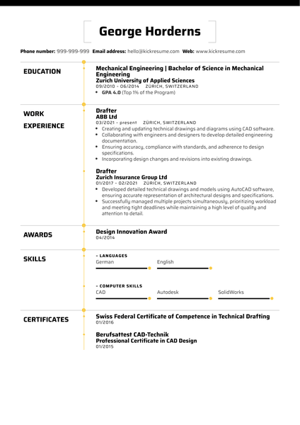 Drafter Resume Sample