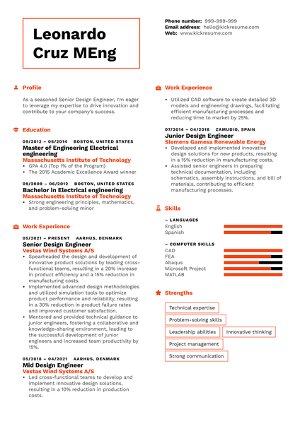 Senior Design Engineer Resume Sample